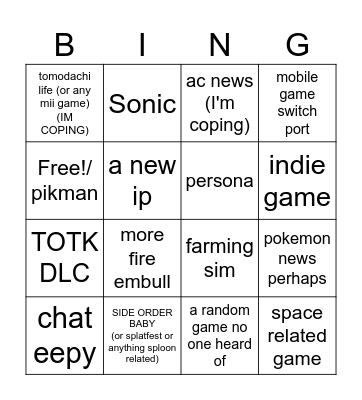 Direct predictions Bingo Card