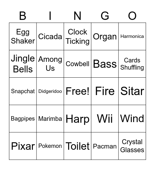 Sound Bingo! Bingo Card