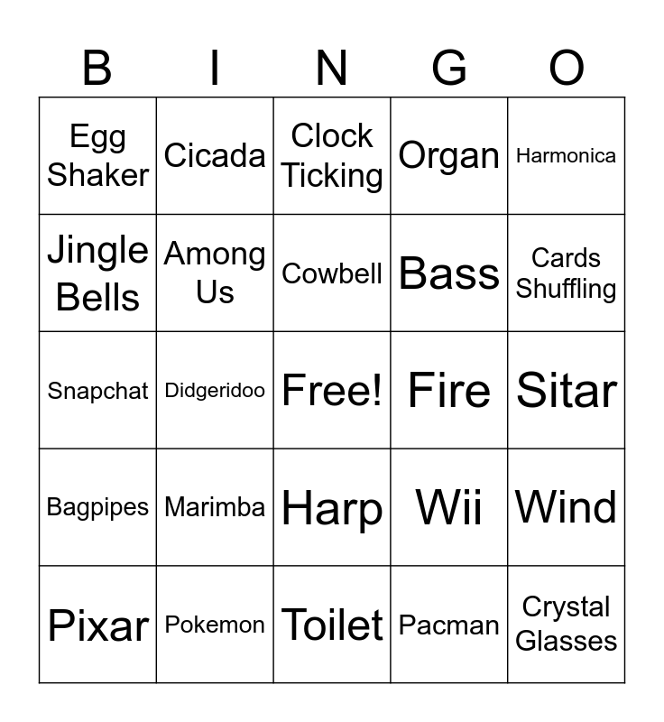 Sound Bingo! Bingo Card
