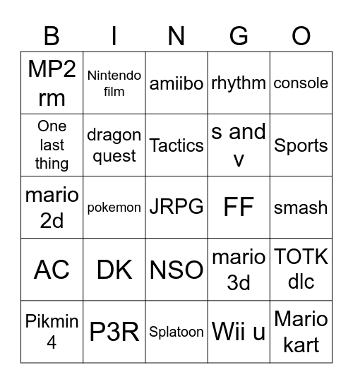 Untitled Bingo Card