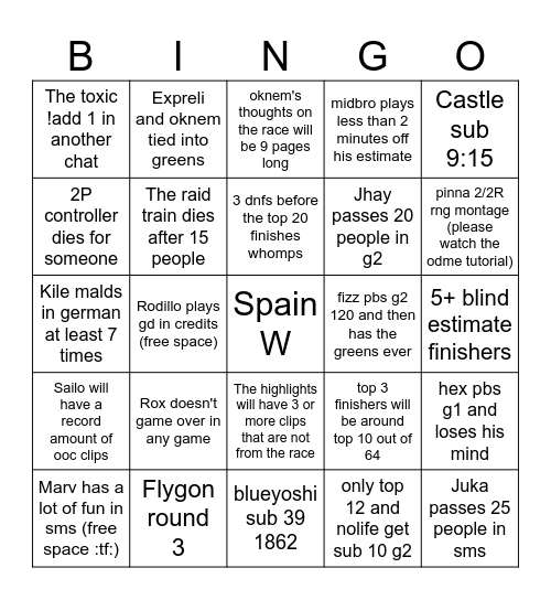 602 bingo Card