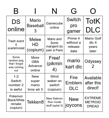 direct 6/20 Bingo Card