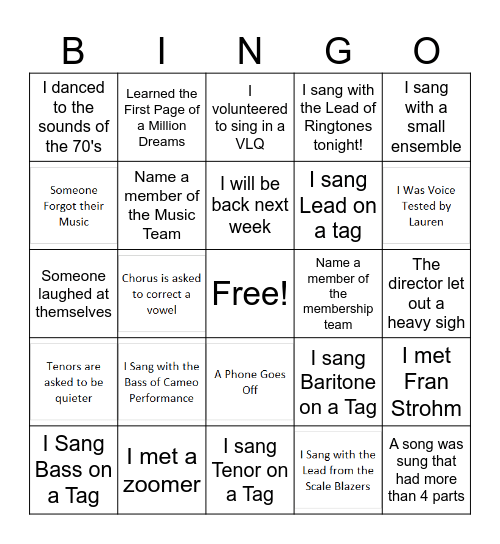 VVC Bingo Card