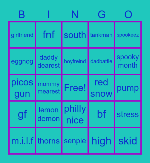 fnf Bingo Card