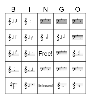 Interval Identification Bingo Card