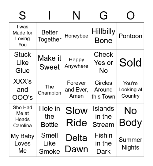 SINGO Bingo Card