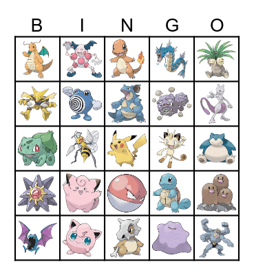 Pokemon Bingo! Bingo Card