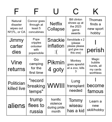 2023 bingo Card