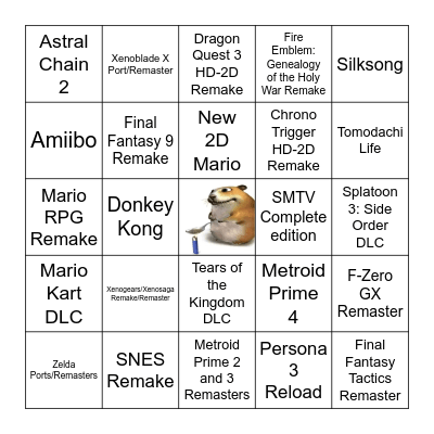 NINTENDO DIRECT 6/21/2023 Bingo Card