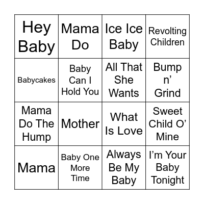 Jordanne’s Baby Bingo Card