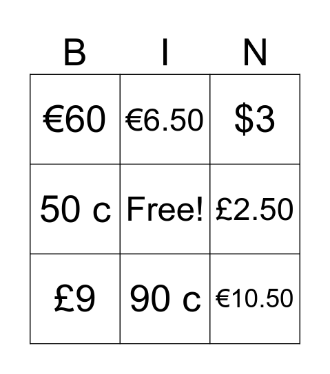 How much is it? Bingo Card