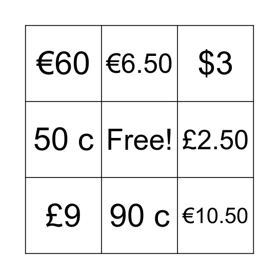 How much is it? Bingo Card