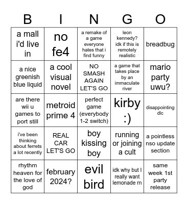 direct june 2023 Bingo Card