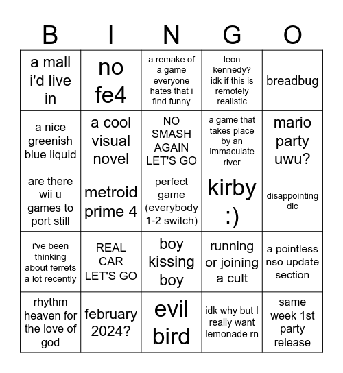 direct june 2023 Bingo Card