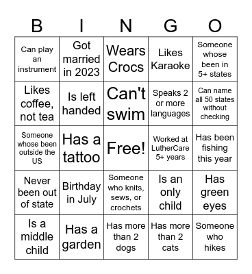 Get to Know Your Community Bingo Card