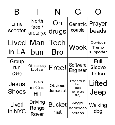 Denver People Watching Bingo Card