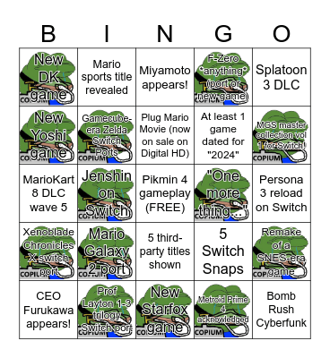 Nintendo Direct (2023-06-21) Bingo Card