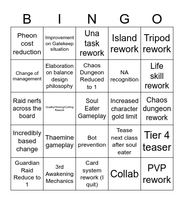 Summer Loa On Bingo Card