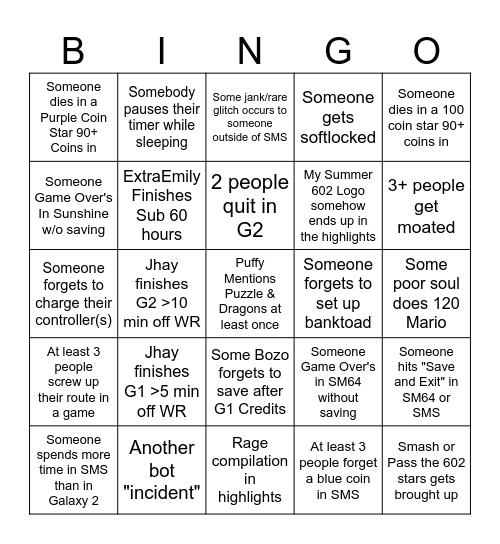 602 Bingo Card