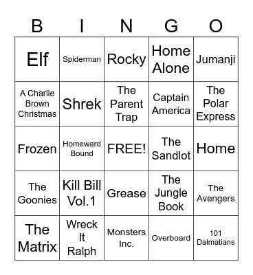 Movies Bingo Card