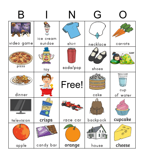 Wants and needs Bingo Card