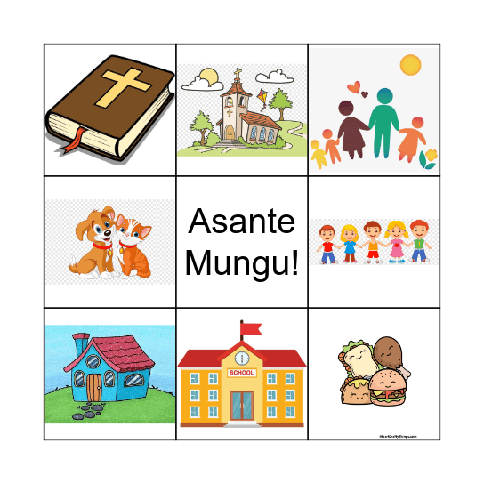 Asante Mungu Bingo Card