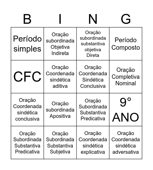 BINGO Card