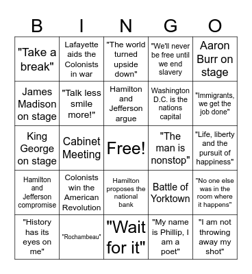 Hamilton Bingo Card