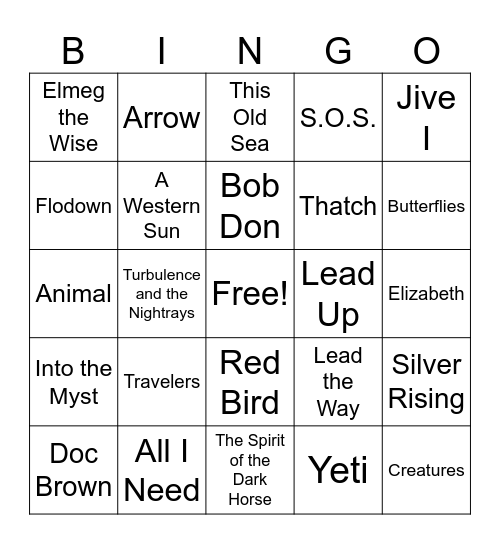 Goose Summer Originals Bingo Card