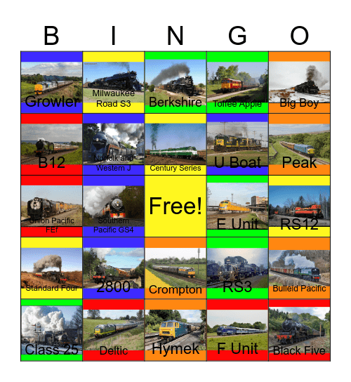 World Scenic Railroads Bingo Card