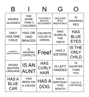 ICEBREAKER Bingo Card