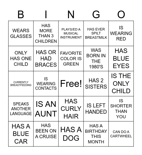 ICEBREAKER Bingo Card