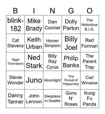 Daddys Bingo Card