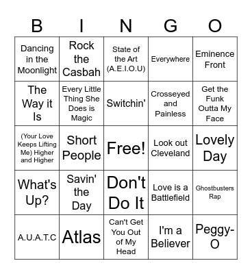 Covers Bingo Card