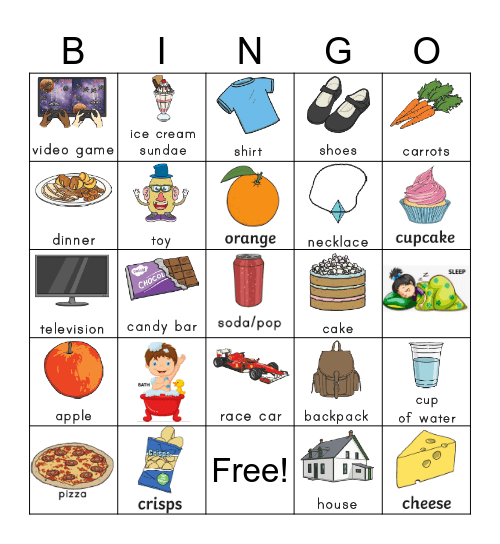 Wants and needs Bingo Card