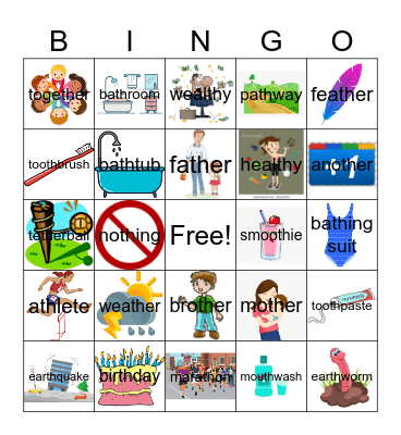 Voiceless Medial th Bingo Card