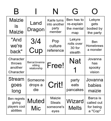 Fall of Hightower Bingo Card