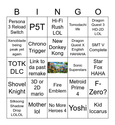 Nintendo Direct Bingo Card