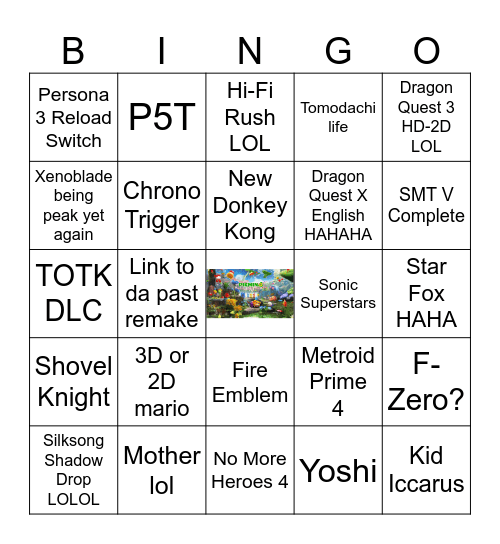 Nintendo Direct Bingo Card