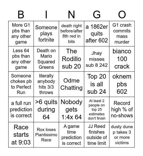 June '23 602 Bingo Card