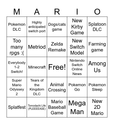 Nintendo Direct! Bingo Card