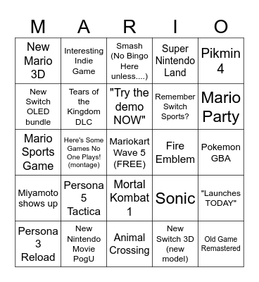 DIRECT POG Bingo Card