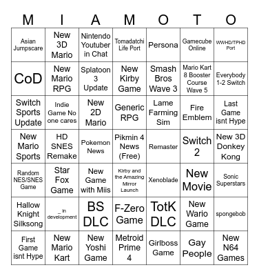 NINTENDO DIRECT BINGO (6/21/23) Bingo Card
