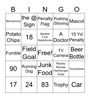 THE BAR - Super Bowl Bingo Card