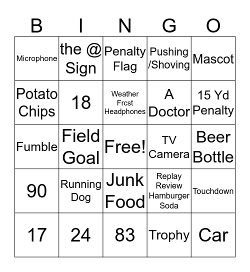 THE BAR - Super Bowl Bingo Card