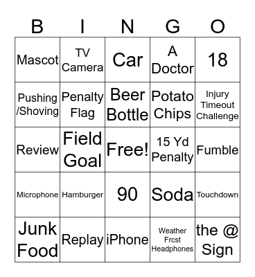 THE BAR - Super Bowl Bingo Card