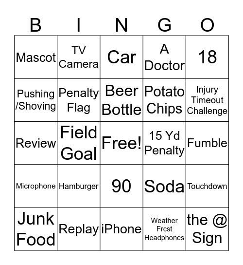 THE BAR - Super Bowl Bingo Card