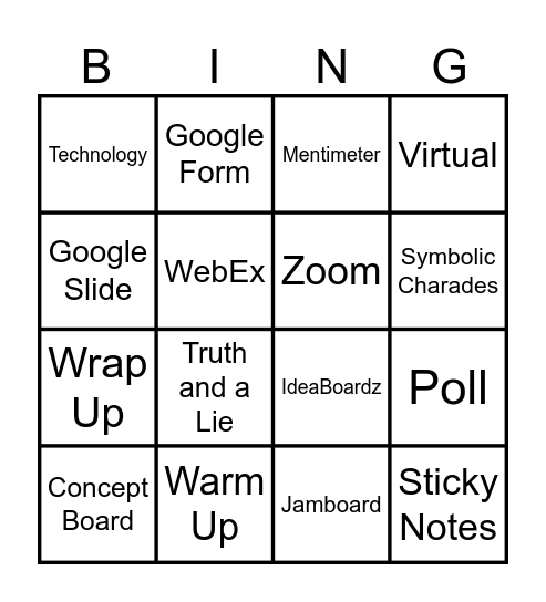 Virtual Engagement Activities Bingo Card