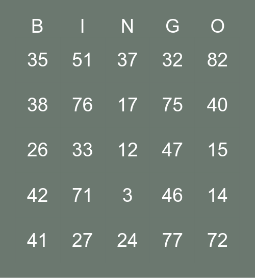 Number BINGO 1-90 Bingo Card