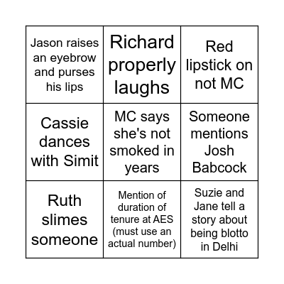 21 June 2023 Bingo Card